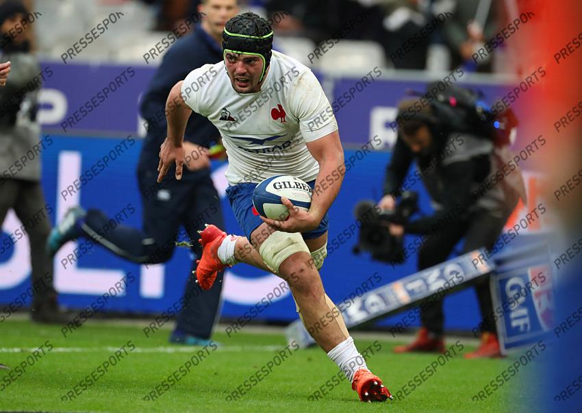 2020 Guinness Six Nations Championship Round 2, Stade de France, Paris, France 9/2/2020 France vs Italy France's Grégory Alldritt scores a try Mandatory Credit ©INPHO/Billy Stickland 