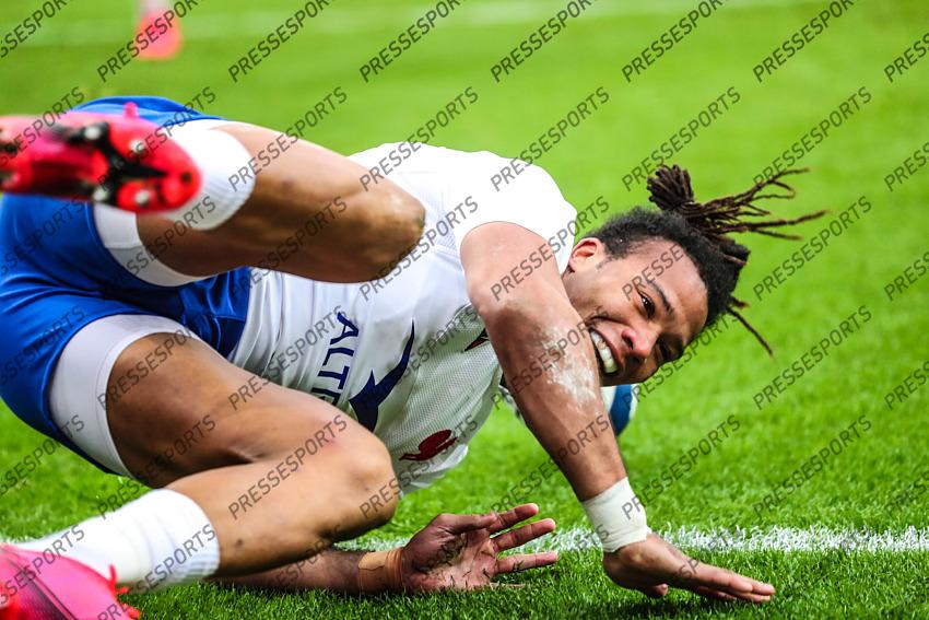 2020 Guinness Six Nations Championship Round 2, Stade de France, Paris, France 9/2/2020 France vs Italy France's Teddy Thomas scores a try Mandatory Credit ©INPHO/Billy Stickland 