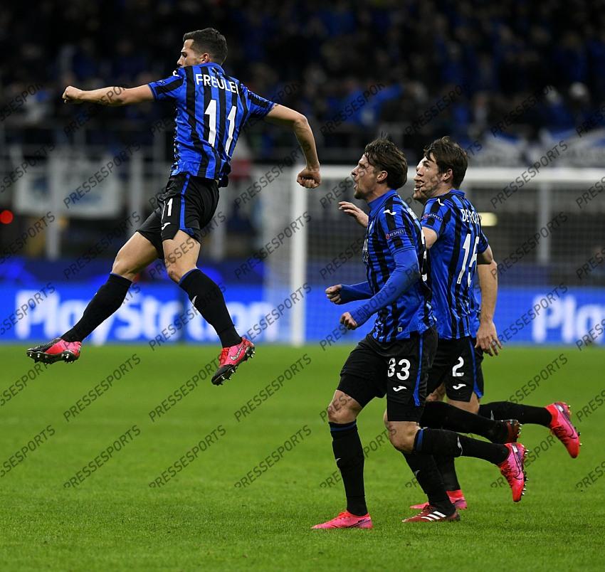 Foto IPP/Paolo Bona MIlano 19/02/2020 UEFA Champions League di calcio 2019/2020 ottavi gara di andata Atalanta-Valencia nela foto remo freuler esulta dopo il gol del 3-0 Italy Photo Press Worldwide Copyright 