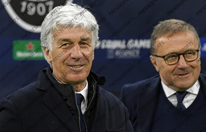 Foto IPP/Paolo Bona MIlano 19/02/2020 UEFA Champions League di calcio 2019/2020 ottavi gara di andata Atalanta-Valencia nela foto gian piero gasperini, allenatore dell'atalanta con il suo vice, tullio gritti Italy Photo Press Worldwide Copyright 