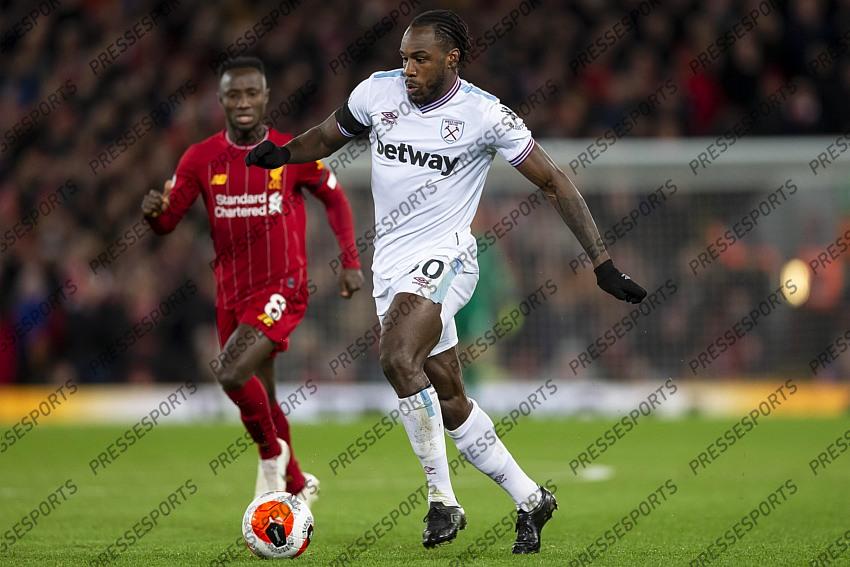 24 February 2020, Liverpool - Premier League Football - Liverpool v West Ham United. Michail Antonio of West Ham United (photo by Daniel Chesterton) 