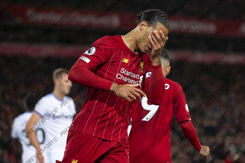 24 February 2020, Liverpool - Premier League Football - Liverpool v West Ham United. Virgil van Dijk of Liverpool looks dejected after a missed chance (photo by Daniel Chesterton) 