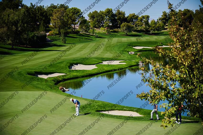 Oct 15, 2020; Las Vegas, Nevada, USA; Alex Noren putts on the fourth hole during the first round of the CJ Cup golf tournament at Shadow Creek Golf Course. Mandatory Credit: Kelvin Kuo-USA TODAY Sports 