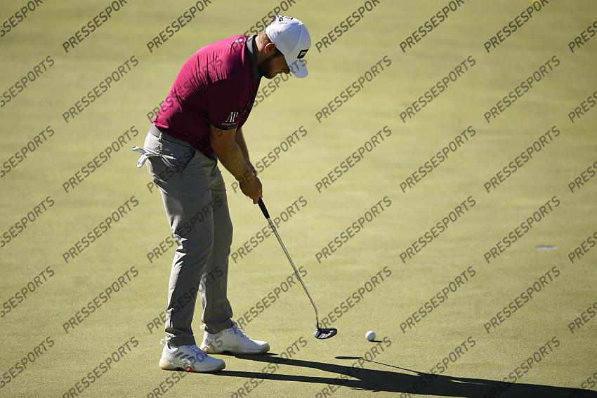 Oct 15, 2020; Las Vegas, Nevada, USA; Tyrrell Hatton putts on the fourth hole during the first round of the CJ Cup golf tournament at Shadow Creek Golf Course. Mandatory Credit: Kelvin Kuo-USA TODAY Sports 