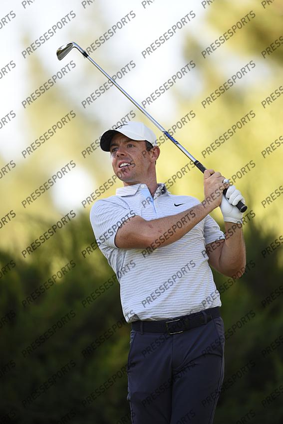 Oct 15, 2020; Las Vegas, Nevada, USA; Rory McIlroy tees off on the fifth hole during the first round of the CJ Cup golf tournament at Shadow Creek Golf Course. Mandatory Credit: Kelvin Kuo-USA TODAY Sports 