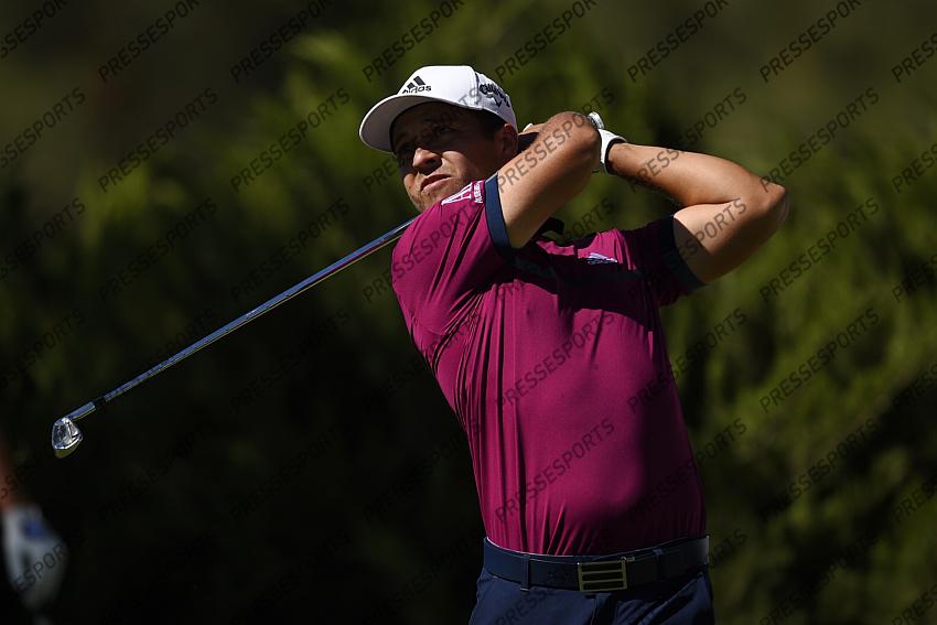 Oct 15, 2020; Las Vegas, Nevada, USA; Xander Schauffele tees off on the fifth hole during the first round of the CJ Cup golf tournament at Shadow Creek Golf Course. Mandatory Credit: Kelvin Kuo-USA TODAY Sports 