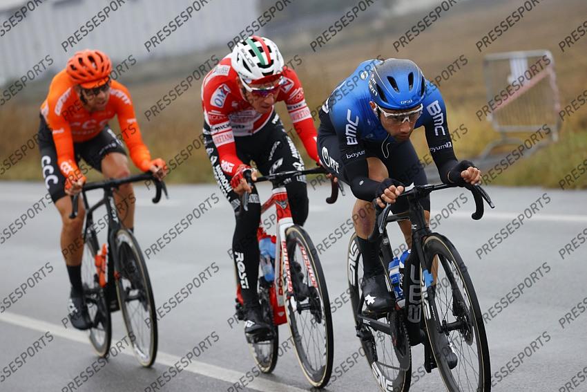 23 October 2020 103rd Giro d’Italia Stage 19 : Morbegno - Asti CAMPENAERTS Victor (BEL) NTT PELLAUD Simon (SUI) Androni Giocattoli - Sidermec CERNY Josef (CZE) CCC Photo : Yuzuru SUNADA 