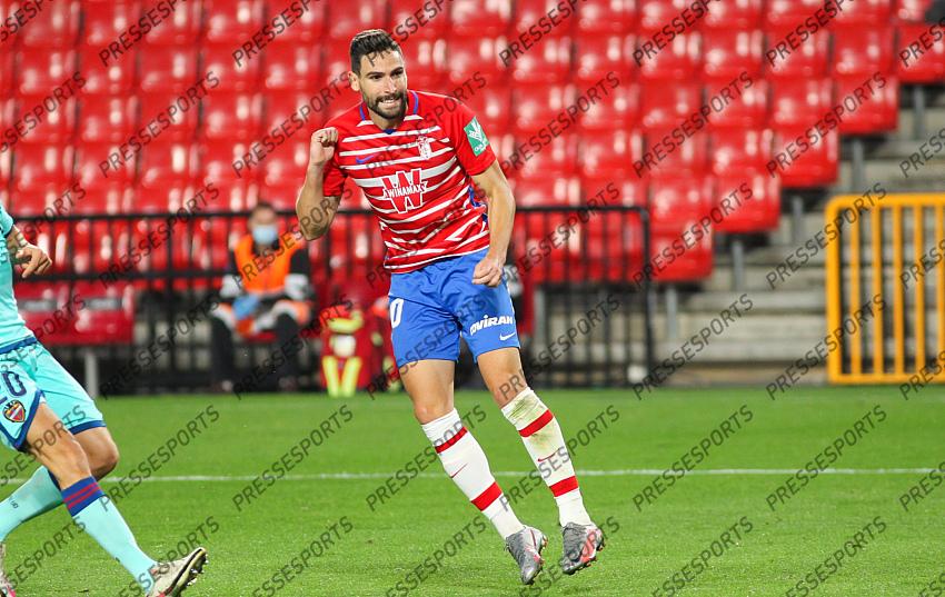 Antonio Puertas of Granada CF gestures during the La Liga football match played between Granada CF and Levante UD at Nuevo los Carmenes stadium on November 01, 2020 in Granada, Spain. 