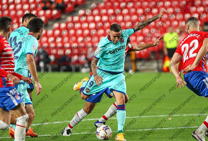 Roger Marti of Levante UD in action during the La Liga football match played between Granada CF and Levante UD at Nuevo los Carmenes stadium on November 01, 2020 in Granada, Spain. 