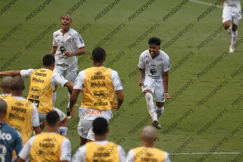 SP - Santos - 11/14/2020 - BRAZILIAN 2020, SANTOS X INTERNACIONAL - Ivonei Santos player celebrates his goal with his team's players during a match against Internacional at Vila Belmiro stadium for the Brazilian championship A 2020. Photo: Ettore Chiereguini / AGIF 