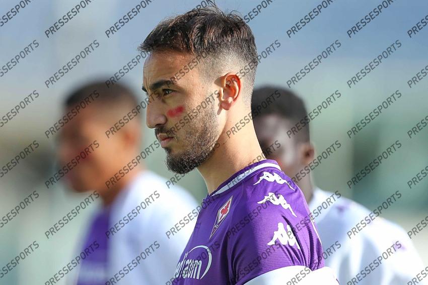 Firenze, Fiorentina - Benevento, serie A, nella foto i giocatori con la striscia rossa contro la violenza sulle donne 2020-11-21 © Niccolò Cambi/Massimo Sestini 