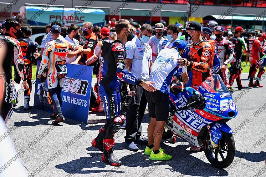 FABIO QUARTARARO FRA MONSTER ENERGY YAMAHA MotoGP YAMAHA MotoGP GP Italy 2021 (Circuit Mugello) 28-30.05.2021 photo: Lukasz Swiderek www.photoPSP.com @photopsp_lukasz_swiderek Le paddock a rendu hommage au pilote de Moto3 Jason Dupasquier a la suite de sa chute mortelle lors des qualifications du Grand Prix d'Italie au Mugello. GRAND PRIX D'ITALIE 