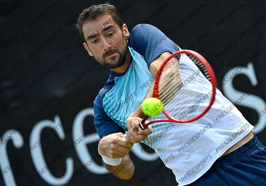 12.06.2021, Tennisclub Weissenhof, Stuttgart, GER, ATP Tour, Mercedes Cup in Stuttgart 2021, Halbfinale, im Bild Marin Cilic (CRO) Aktion // during the semifinal match of Mercedes Cup Tournamen of the ATP Tour at the Tennisclub Weissenhof in Stuttgart, Germany on 2021/06/12. EXPA Pictures 