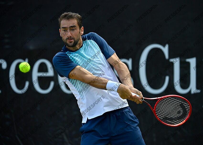 12.06.2021, Tennisclub Weissenhof, Stuttgart, GER, ATP Tour, Mercedes Cup in Stuttgart 2021, Halbfinale, im Bild Marin Cilic (CRO) Aktion // during the semifinal match of Mercedes Cup Tournamen of the ATP Tour at the Tennisclub Weissenhof in Stuttgart, Germany on 2021/06/12. EXPA Pictures 