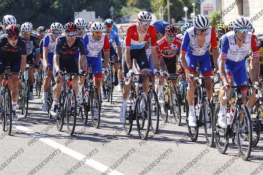 Vuelta Espana 2021 - 76th Edition - 2nd stage Caleruega - Burgos - 15/08/2021 - Kevin Geniets Groupama FDJ Ramon Sinkeldam Groupama FDJ Anthony Roux Groupama FDJ VUELTA ETAPE 02 CALERUEGA/BURGOS 