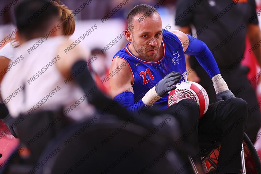 Jonathan Hivernat (FRA), AUGUST 25, 2021 - WheelChair Rugby : Pool Phase Group A match between Japan - France during the Tokyo 2020 Paralympic Games at the Yoyogi National Gymnasium in Tokyo, Japan. (Photo by Yohei Osada/AFLO SPORT) JEUX PARALYMPIQUES DE TOKYO 2020 