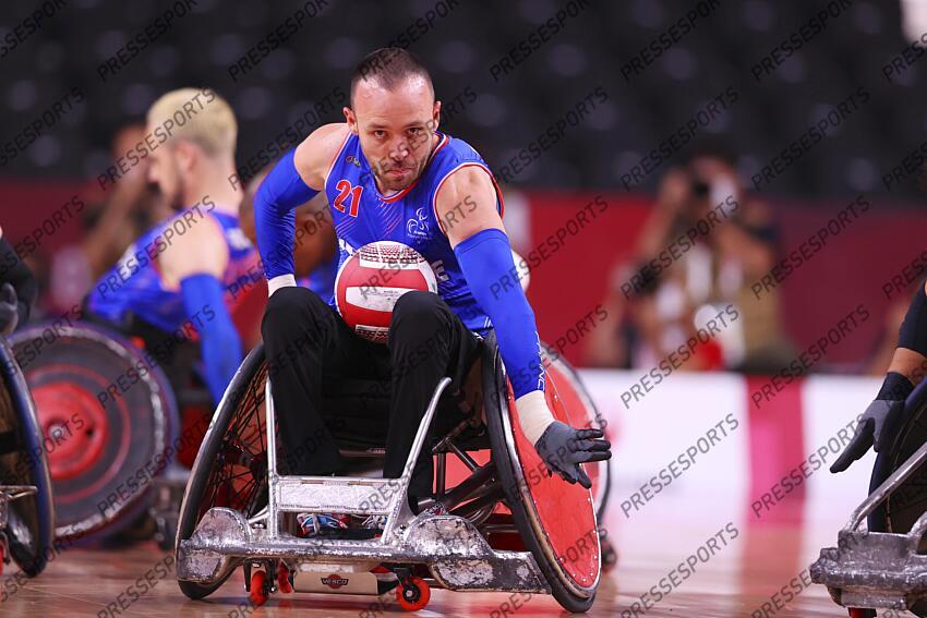Jonathan Hivernat (FRA), AUGUST 25, 2021 - WheelChair Rugby : Pool Phase Group A match between Japan - France during the Tokyo 2020 Paralympic Games at the Yoyogi National Gymnasium in Tokyo, Japan. (Photo by Yohei Osada/AFLO SPORT) JEUX PARALYMPIQUES DE TOKYO 2020 