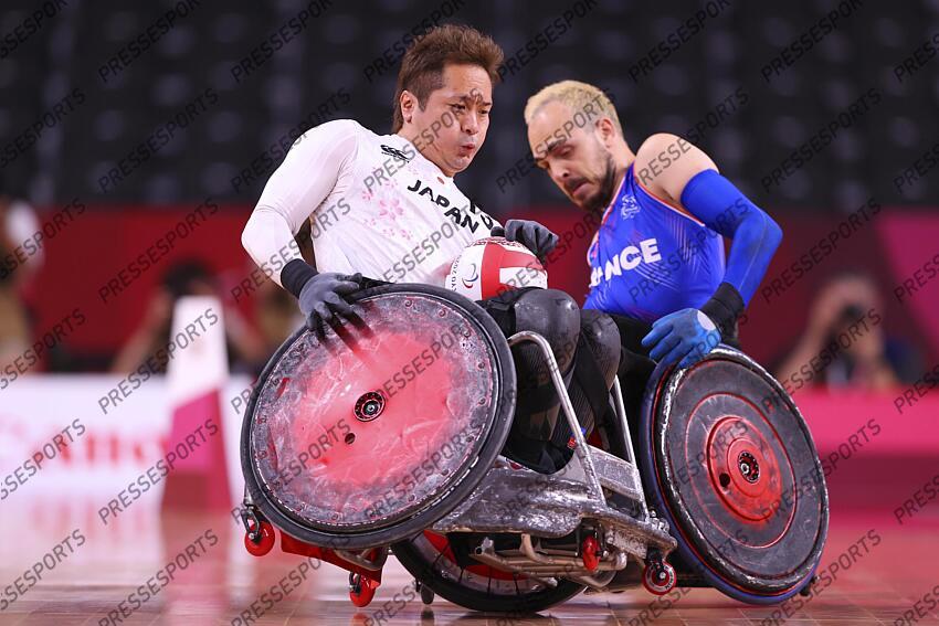 Shinichi Shimakawa (JPN), AUGUST 25, 2021 - WheelChair Rugby : Pool Phase Group A match between Japan - France during the Tokyo 2020 Paralympic Games at the Yoyogi National Gymnasium in Tokyo, Japan. (Photo by Yohei Osada/AFLO SPORT) JEUX PARALYMPIQUES DE TOKYO 2020 