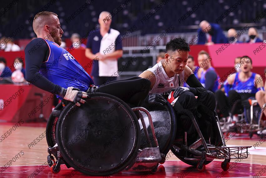 Hidefumi Wakayama (JPN), AUGUST 25, 2021 - WheelChair Rugby : Pool Phase Group A match between Japan - France during the Tokyo 2020 Paralympic Games at the Yoyogi National Gymnasium in Tokyo, Japan. (Photo by Yohei Osada/AFLO SPORT) JEUX PARALYMPIQUES DE TOKYO 2020 