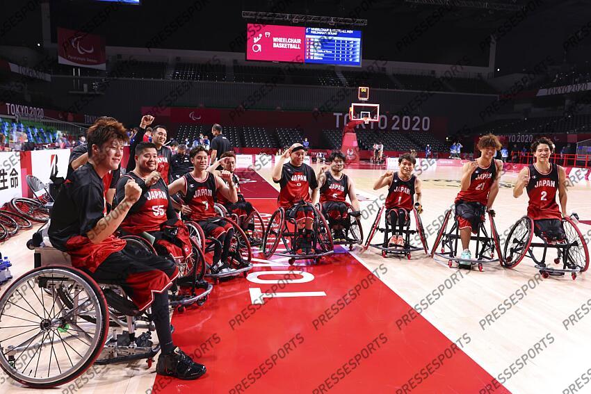 Japan team group (JPN), AUGUST 26, 2021 - Wheelchair Basketball : Men's Preliminary Round Group A match between Colombia - Japan during the Tokyo 2020 Paralympic Games at the Musashino Forest Sport Plaza in Tokyo, Japan. (Photo by Yohei Osada/AFLO SPORT) JEUX PARALYMPIQUES DE TOKYO 2020 