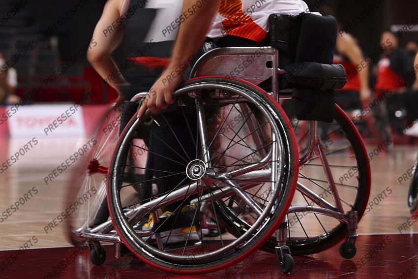 Detail shot, AUGUST 29, 2021 - Wheelchair Basketball : Men's Preliminary Round Group A match between Spain - Japan during the Tokyo 2020 Paralympic Games at the Musashino Forest Sport Plaza in Tokyo, Japan. (Photo by Yohei Osada/AFLO SPORT) JEUX PARALYMPIQUES DE TOKYO 2020 