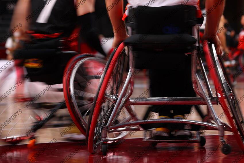 Detail shot, AUGUST 29, 2021 - Wheelchair Basketball : Men's Preliminary Round Group A match between Spain - Japan during the Tokyo 2020 Paralympic Games at the Musashino Forest Sport Plaza in Tokyo, Japan. (Photo by Yohei Osada/AFLO SPORT) JEUX PARALYMPIQUES DE TOKYO 2020 