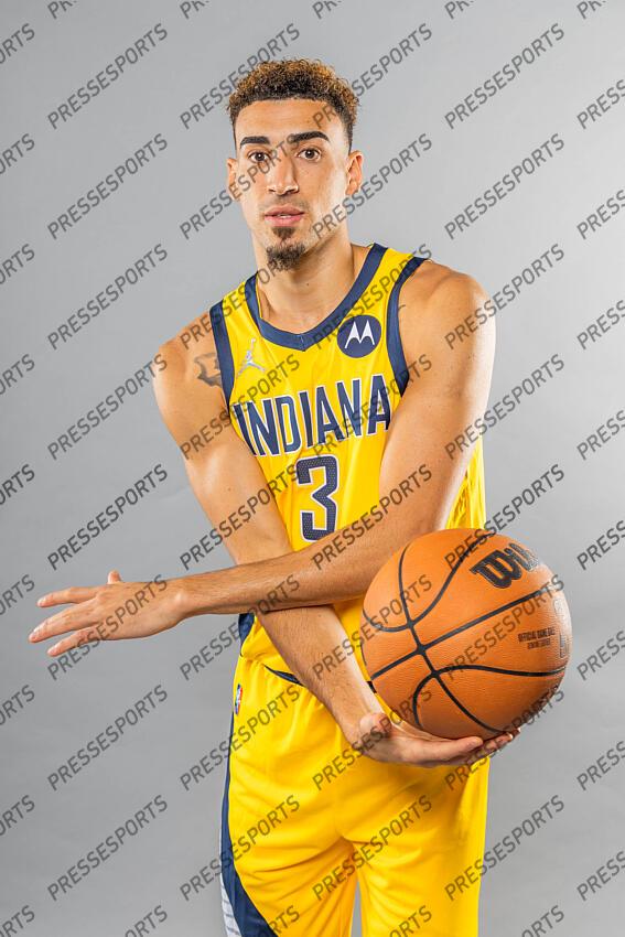 Indiana Pacers guard Chris Duarte (3) poses for a portrait during