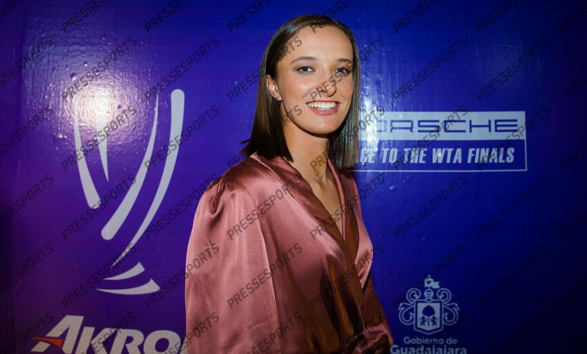 Iga Swiatek of Poland during the draw ceremony of the 2021 Akron WTA Finals Guadalajara WTA tennis tournament soiree gala 2021 Akron WTA Finals Guadalajara Monday Draw 