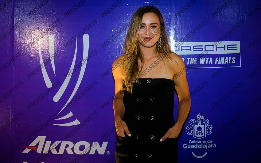 Paula Badosa of Spain during the draw ceremony of the 2021 Akron WTA Finals Guadalajara WTA tennis tournament soiree gala 2021 Akron WTA Finals Guadalajara Monday Draw 