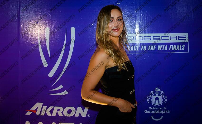 Paula Badosa of Spain during the draw ceremony of the 2021 Akron WTA Finals Guadalajara WTA tennis tournament soiree gala 2021 Akron WTA Finals Guadalajara Monday Draw 