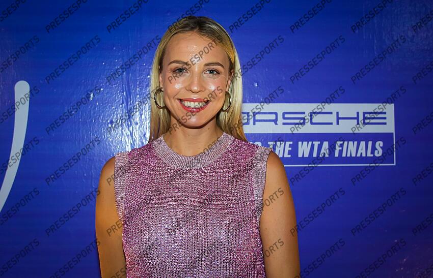 Anett Kontaveit of Estonia during the draw ceremony of the 2021 Akron WTA Finals Guadalajara WTA tennis tournament soiree gala 2021 Akron WTA Finals Guadalajara Monday Draw 