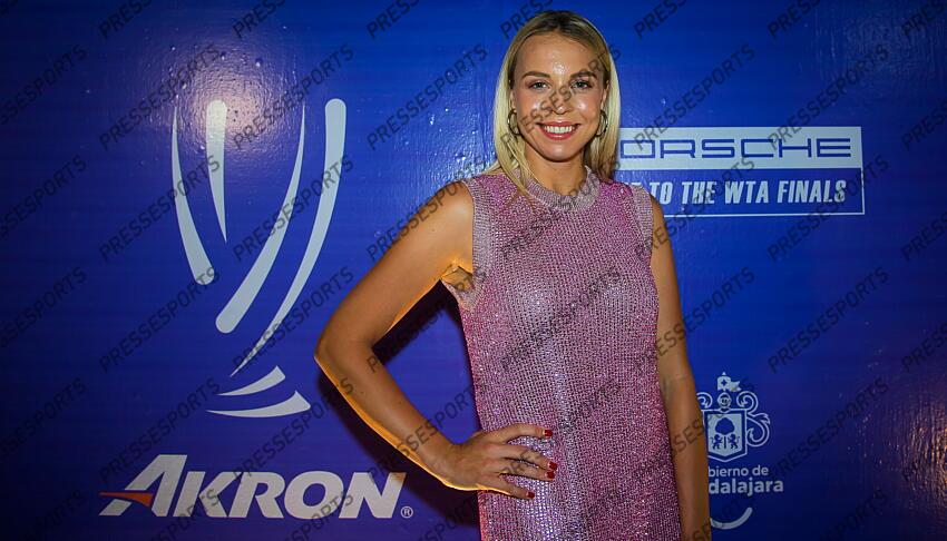 Anett Kontaveit of Estonia during the draw ceremony of the 2021 Akron WTA Finals Guadalajara WTA tennis tournament soiree gala 2021 Akron WTA Finals Guadalajara Monday Draw 