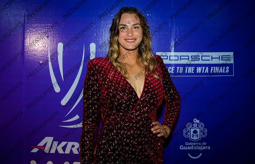 Aryna Sabalenka of Belarus during the draw ceremony of the 2021 Akron WTA Finals Guadalajara WTA tennis tournament soiree gala 2021 Akron WTA Finals Guadalajara Monday Draw 