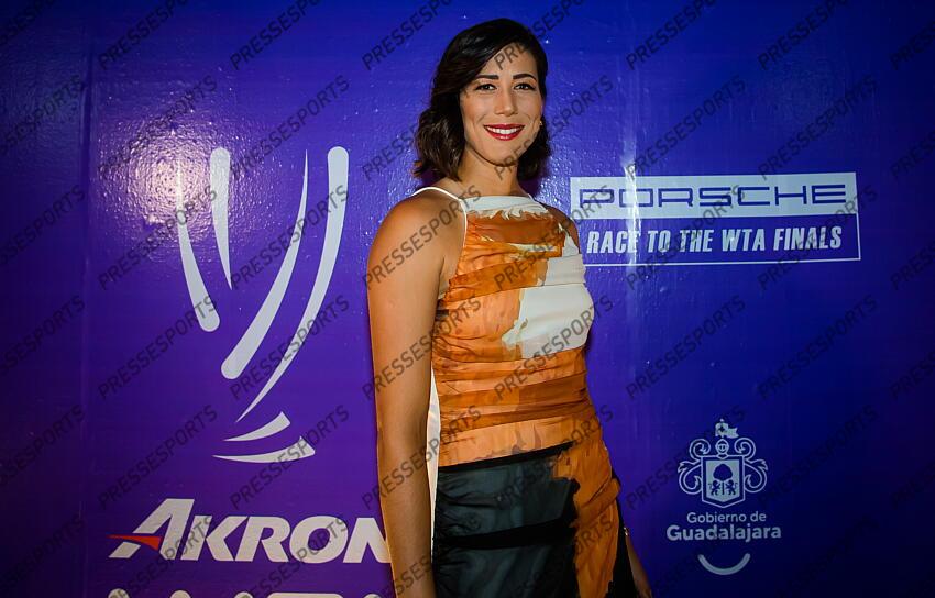 Garbine Muguruza of Spain during the draw ceremony of the 2021 Akron WTA Finals Guadalajara WTA tennis tournament soiree gala 2021 Akron WTA Finals Guadalajara Monday Draw 