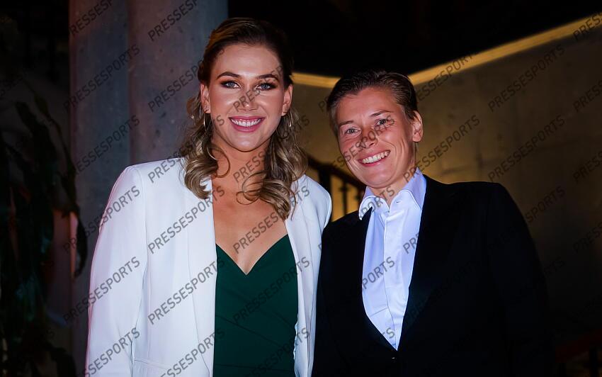 Nicole Melichar of the United States & Demi Schuurs of the Netherlands during the draw ceremony of the 2021 Akron WTA Finals Guadalajara WTA tennis tournament soiree gala 2021 Akron WTA Finals Guadalajara Monday Draw 