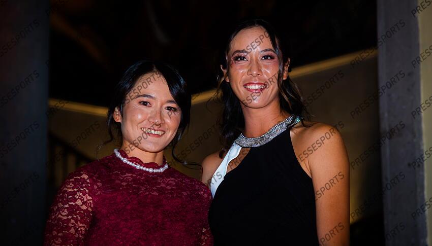 Ena Shibahara & Shuko Aoyama of Japan during the draw ceremony of the 2021 Akron WTA Finals Guadalajara WTA tennis tournament soiree gala 2021 Akron WTA Finals Guadalajara Monday Draw 