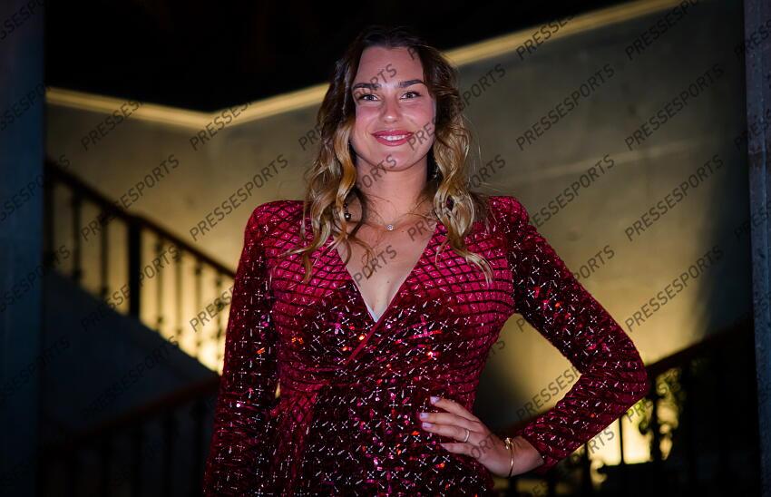 Aryna Sabalenka of Belarus during the draw ceremony of the 2021 Akron WTA Finals Guadalajara WTA tennis tournament soiree gala 2021 Akron WTA Finals Guadalajara Monday Draw 