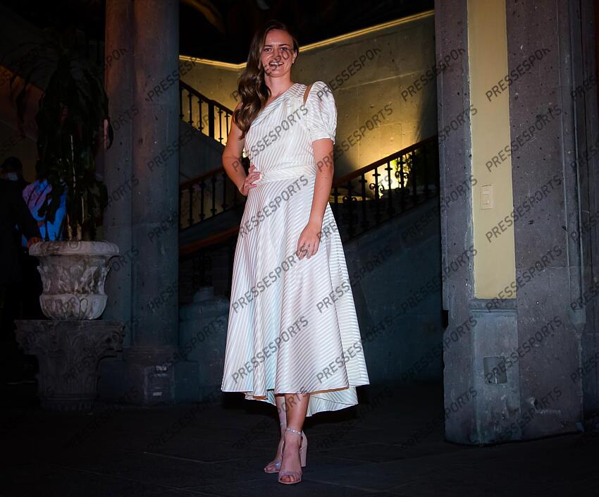 Barbora Krejcikova of the Czech Republic during the draw ceremony of the 2021 Akron WTA Finals Guadalajara WTA tennis tournament soiree gala 2021 Akron WTA Finals Guadalajara Monday Draw 
