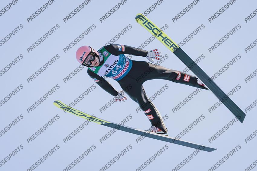 31.12.2021, Olympiaschanze, Garmisch Partenkirchen, GER, FIS Weltcup Skisprung, Vierschanzentournee, Garmisch Partenkirchen, Qualifikation, im Bild Daniel Huber (AUT) // Daniel Huber of Austria during his Qualification Jump for the Four Hills Tournament of FIS Ski Jumping World Cup at the Olympiaschanze in Garmisch Partenkirchen, Germany on 2021/12/31. EXPA Pictures 