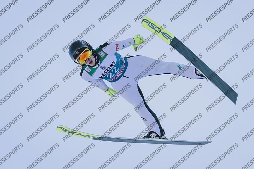 31.12.2021, Olympiaschanze, Garmisch Partenkirchen, GER, FIS Weltcup Skisprung, Vierschanzentournee, Garmisch Partenkirchen, Qualifikation, im Bild Valentin Foubert (FRA) // Valentin Foubert of France during his Qualification Jump for the Four Hills Tournament of FIS Ski Jumping World Cup at the Olympiaschanze in Garmisch Partenkirchen, Germany on 2021/12/31. EXPA Pictures 
