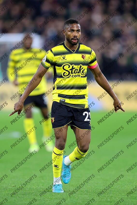 8 February 2022, London - Premier League Football - West Ham United v Watford - Emmanuel Dennis of Watford - Photo: Charlotte Wilson / Offside. WEST HAM UNITED-WATFORD (1-0) 