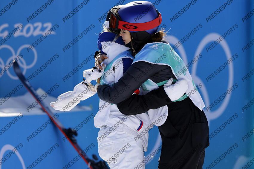 BEIJING, CHINA - FEBRUARY 8 : Eileen Gu wins the gold medal, Tess Ledeux of Team France wins the silver medal during the Olympic Games 2022, Women's Freeski Big Air on February 8, 2022 in Zhangjiakou China. (Photo by Christophe Pallot/Agence Zoom) BIG AIR FEMMES 