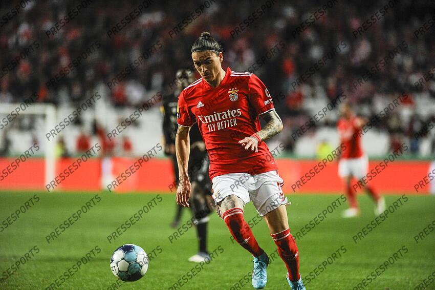Darwin, joueur de Benfica, lors du match entre son équipe et l'équipe de Vitória de Guimarães lors du match de football de la Ligue portugaise I qui s'est tenu à l'Estádio da Luz, Lisbonne, Portugal, le 27 février 2022. CARLOS BARROSO /PRESSESPORTS BENFICA-VITORIA GUIMARAES (3-0) 