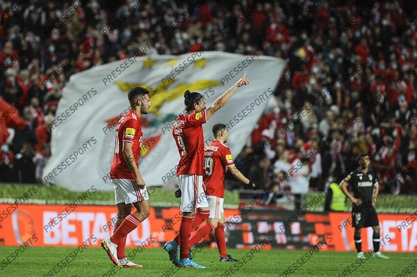 Darwin Nunez, joueur de Benfica, célèbre un but contre Vitória de Guimarães lors du match de football portugais I Liga qui s'est tenu à Estádio da Luz, Lisbonne, Portugal, le 27 février 2022. CARLOS BARROSO /PRESSESPORTS BENFICA-VITORIA GUIMARAES (3-0) 