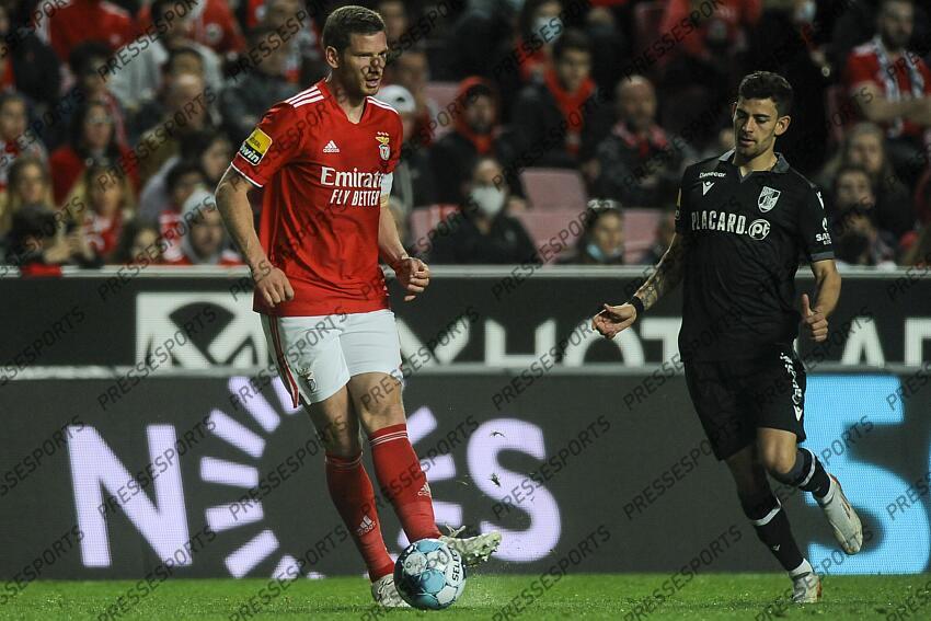 Vertonghen, joueur de Benfica, lors du match entre son équipe et l'équipe de Vitória de Guimarães lors du match de football de la Ligue portugaise I qui s'est tenu à l'Estádio da Luz, Lisbonne, Portugal, le 27 février 2022. CARLOS BARROSO /PRESSESPORTS BENFICA-VITORIA GUIMARAES (3-0) 