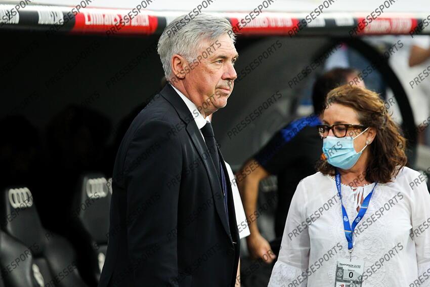 Carlo Ancelotti, coach of Real Madrid, looks on during the spanish league, La Liga Santander, football match played between Real Madrid and Real Betis Balompie at Santiago Bernabeu stadium on May 20, 2022, in Madrid Spain. REAL MADRID-BETIS SEVILLE (0-0) 
