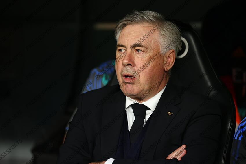 Carlo Ancelotti, coach of Real Madrid, looks on during the spanish league, La Liga Santander, football match played between Real Madrid and Real Betis Balompie at Santiago Bernabeu stadium on May 20, 2022, in Madrid Spain. REAL MADRID-BETIS SEVILLE (0-0) 