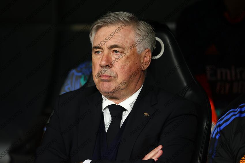 Carlo Ancelotti, coach of Real Madrid, looks on during the spanish league, La Liga Santander, football match played between Real Madrid and Real Betis Balompie at Santiago Bernabeu stadium on May 20, 2022, in Madrid Spain. REAL MADRID-BETIS SEVILLE (0-0) 