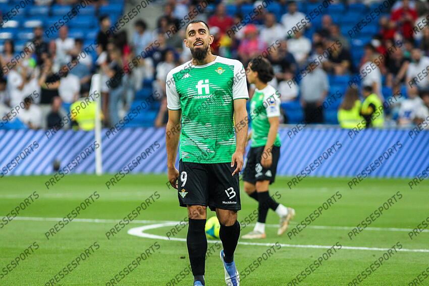 Borja Iglesias of Real Betis looks on during the spanish league, La Liga Santander, football match played between Real Madrid and Real Betis Balompie at Santiago Bernabeu stadium on May 20, 2022, in Madrid Spain. REAL MADRID-BETIS SEVILLE (0-0) 
