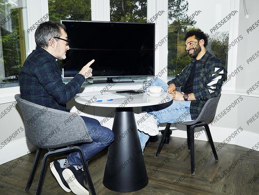 Mohamed Salah, footballeur lors d'une interview avec Christophe Larcher, journalise à L'Equipe le 30 avril 2022 à Manchester (UK). MAGAZINE SALAH 